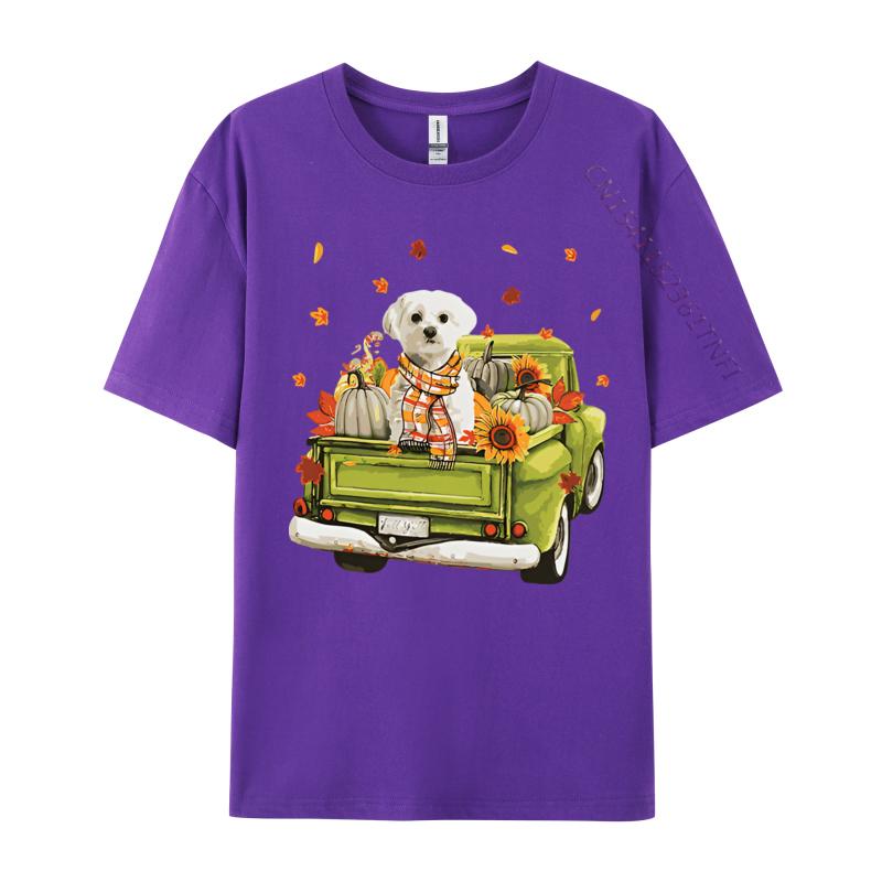Party Happy Fall Yall Maltese Dog On Truck Tshirt Top Tshirts Rife Tops  Tees Cotton Men Cute Style Cotton Graphic Tees