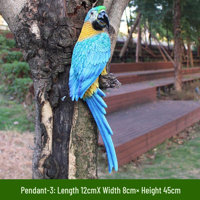 Parrot Tree Decoration: Cross-border Bird Model Resin Ornament for Courtyard