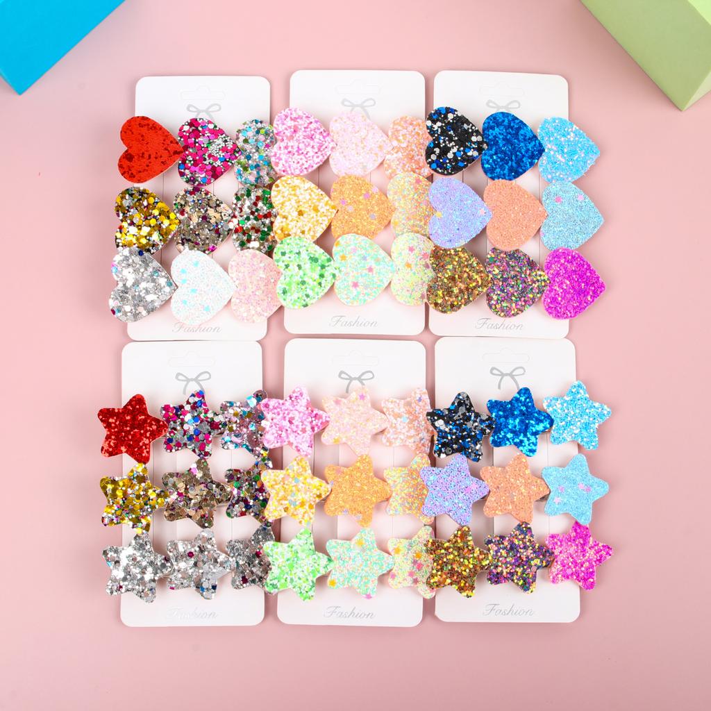 3PCS Colorful Star Hair Clips Women Grils Cute Glitter Heart Hairpin Barrettes Hair Clip Headwear Children Kids Hair Accessories