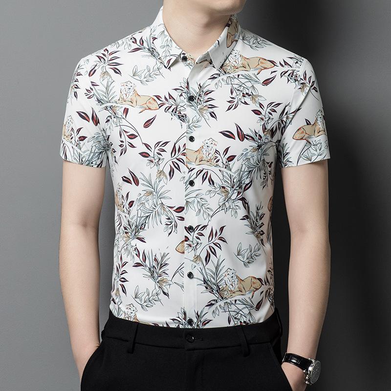 

Летняя рубашка с цветочным принтом, мужская рубашка с короткими рукавами и этническим цветочным принтом, тонкая рубашка с половиной рукава XXXXL