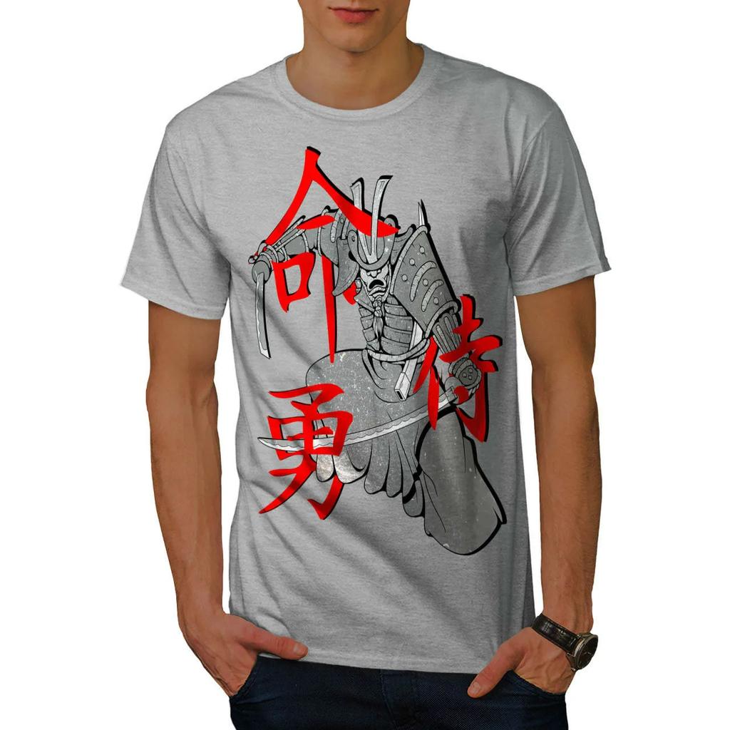 Chinese Characters Katana Japanese Warrior Graphic T Shirt Short Sleeve 100 Cotton Casual Tshirts Loose Top Size S3XL