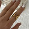 Stainless Steel Vintage Geometric Sunburst Ring For Women Red Love Heart Spiral Flower Finger Rings Party Aesthetic Jewelry Gift