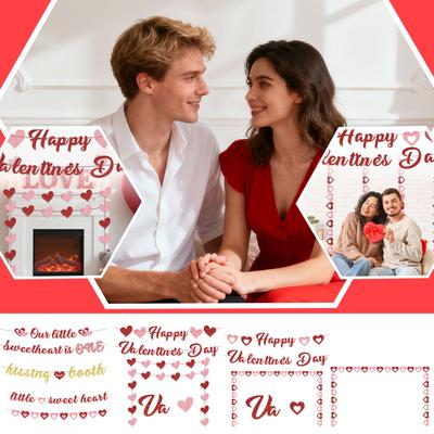 Valentine's Day Heart-shaped Banner Party Decorations Valentine's Day Garland Banners Proposal Decorations
