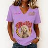 Women's Fashion Casual Letter Print V-Neck Short Sleeve Pullover Top