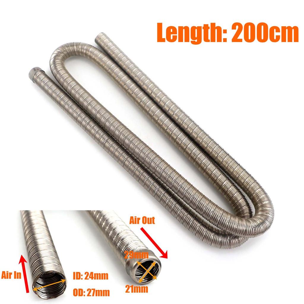 200cm 24mm Double Layer Exhaust Pipe Air Diesel Parking Heater Stainless Steel Tube Gas Vent Hose For Car Caravan Camper