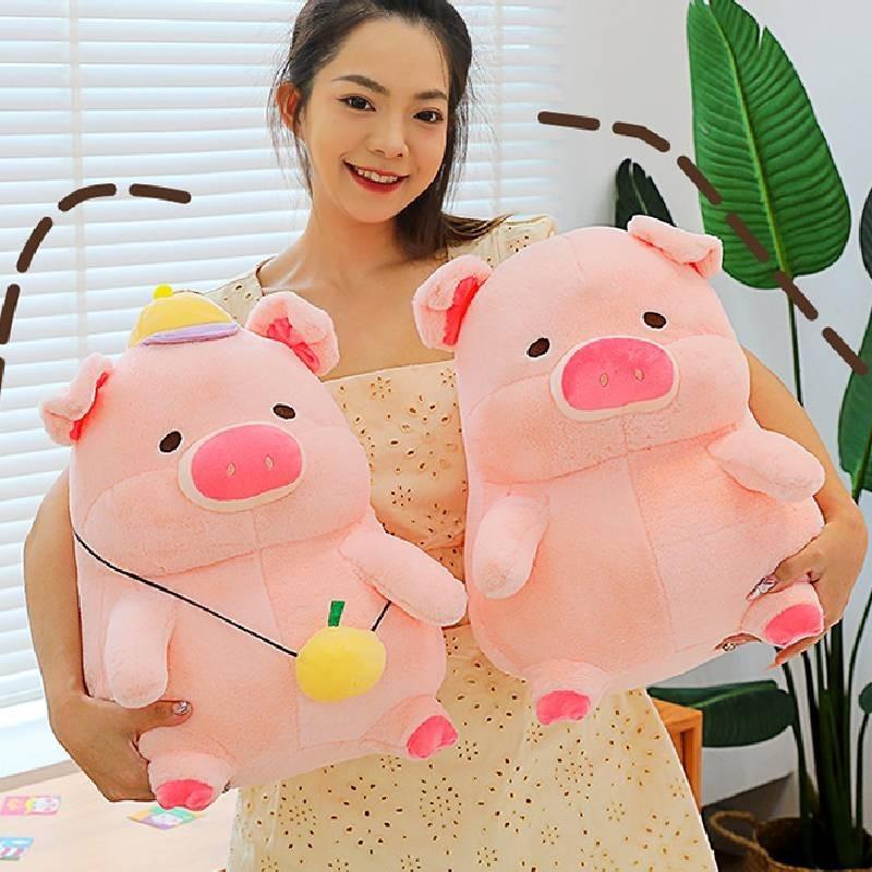 Mochila de Pelúcia Adorável Porquinha Lulu Boneco de Pelúcia Fofo Almofada Doce para Abraçar Presente