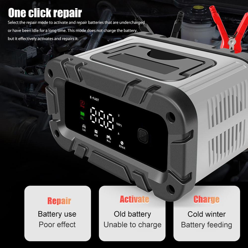 Battery Charger, 12V Smart Automatic Battery Charger with Large Display Screen, Battery Maintainer