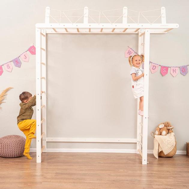 Household Playground Bridge - White-Wood