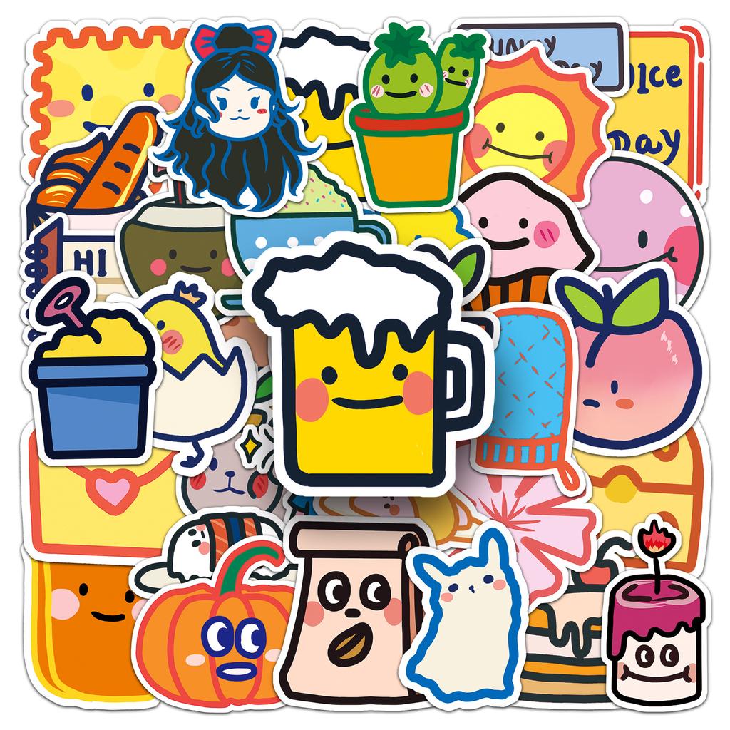 50 originelle, niedliche Cartoon-Graffiti-Aufkleber zum Verzieren von Handyhüllen, Wasserbechern, Gepäckaufklebern, wasserfest