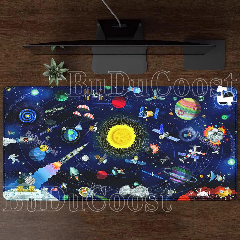cartoon Universe Space Solar System Mouse Pad XXL Anime Gamer HD print Mousepad PC Gaming offices overlock Keyboard XXL Desk Mat