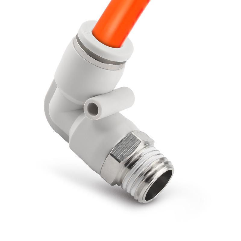 Premium White Male Thread Elbow PL8-02 Pneumatic Connector, 4-M5/6-01/10-03/12-04 Air Tube