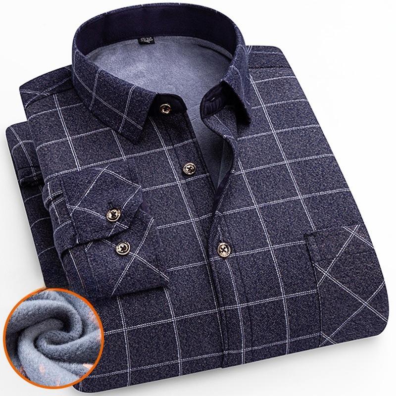 Men's Winter Sherpa Lined Flannel Shirt Jackets Long Sleeve Button Down Fleece Dress Shirts for Men Casual Warm Comfortable Thermal Shirt With Pockets