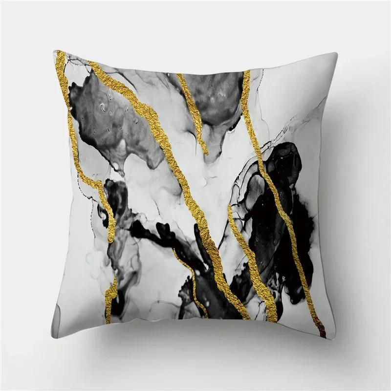 45*45 Marble Ocean Sea Pattern Polyester Throw Pillow Living Room Cushion Cover Home Decoration Sofa Decorative Pillowcase