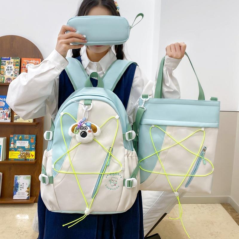 

New Color-blocking Cute Cartoon Casual Backpack for Primary and Secondary School Students School Bags for Going Out Every Day Large Capacity Backpack Set