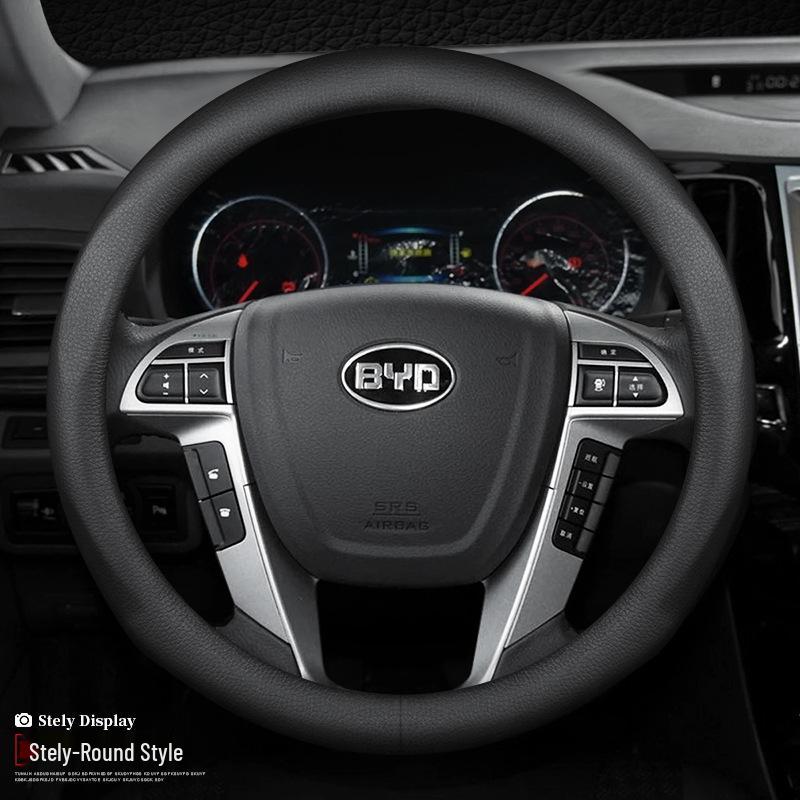 Suitable Leather Steering Wheel Cover for BYD Tang, Song, Qinplus, Han, and MAX - All Seasons, New Energy Models