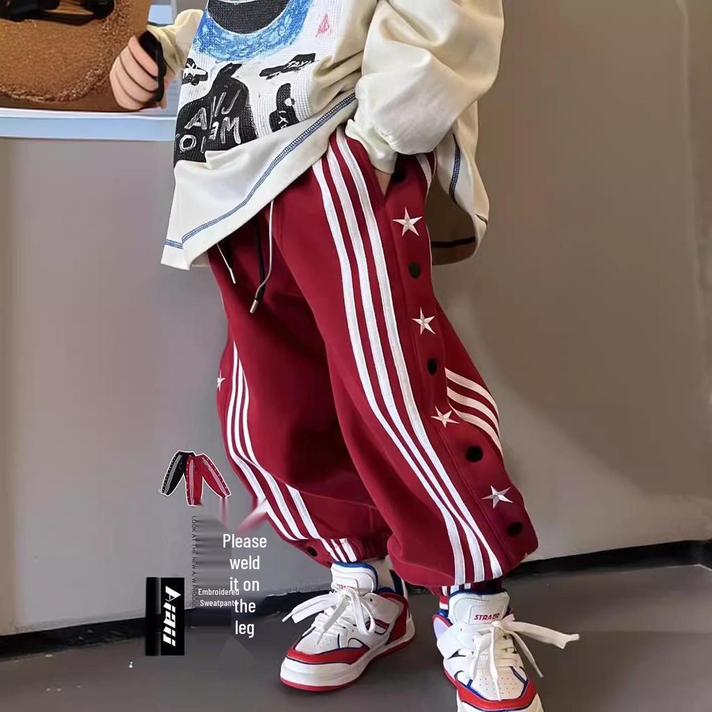 Frühlings- & Herbst-Jungen-Freizeit-Sporthose - Lockerer Schnitt Hip-Hop-Stil für mittlere und große Kinder