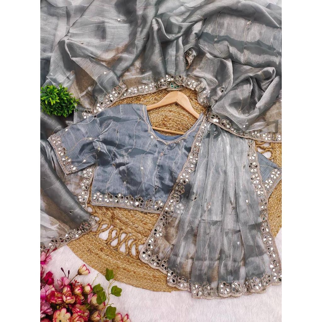 Premium Designer Mirror Work Saree Collection