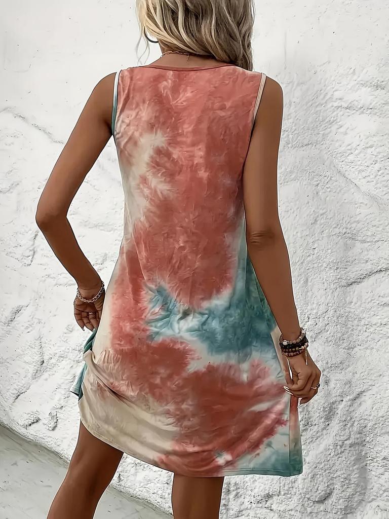European and American Tie-Dye Sleeveless Loose Vest Dress - Spring/Summer 2026 Fashion