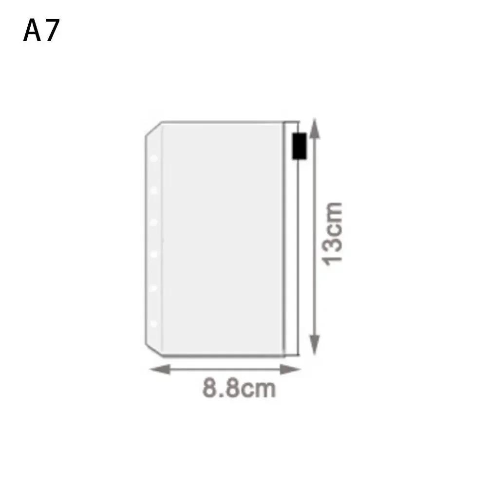 10Pcs  A5 A6 A7 Binder Pocket Binder Zipper Folders for 6 Ring Notebook Divider Page Waterproof PVC Leaf Document Filing Bag