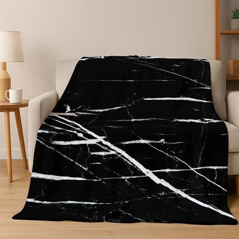 Lussuosa Coperta in Flanella Colorata Marmo Oro Nero Morbida Calda Coperta Plaid per Camera da Letto Soggiorno Letto Viaggio Picnic