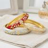 Enamel Floral Flower Crystal Bangle 5 Petals Women's Hand Bracelet Vintage Cloisonne Bangle  Ladies
