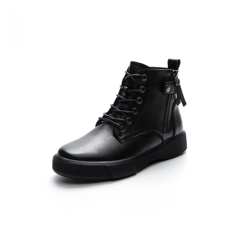 

Повседневные женские ботинки Martin на весну и осень, короткие ботинки на плоской подошве с мягкой подошвой, новинка 2025 года, британский стиль, универсальные женские ботинки большого размера 35 чёрный