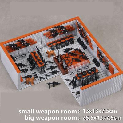 Armory MOC Building Blocks Set Weapons Workshop Storage Accessories Military Scene Compatible War Factory DIY Bricks Kit Toys