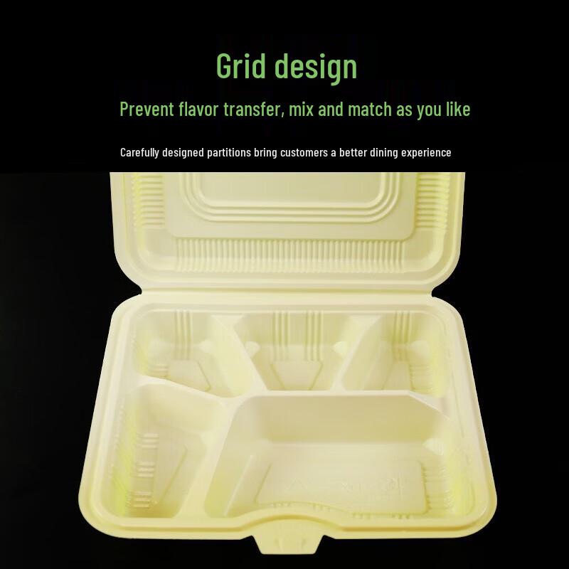 Disposable 4-Compartment Lunch Box with Lid