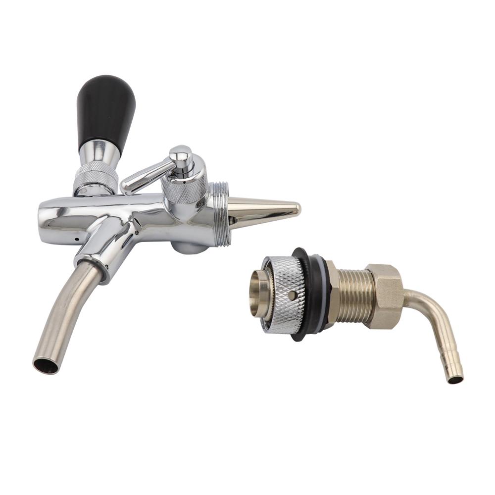 Flow Control Beer Faucet Short Shank Bronze Chrome Plating Draft Beer Dispenser Tap for Home Bar Bridge Restaurants Brewing Tool
