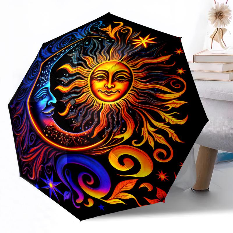 Moon Automatic Umbrella Compact 8-Rib Weight Weight Travel Essential Elegant Women's Umbrella Best for Christmas