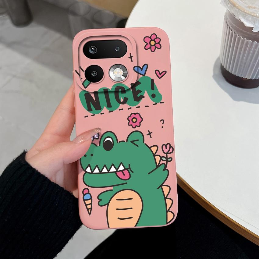 For Oppo Realme 16 14 15 Pro Plus C85 OPPO Reno 15 Pro 15F A6X Phone Case Lovely Dinosaur Camera Coverage Lightweight Soft Liquid Silicone Back Covers