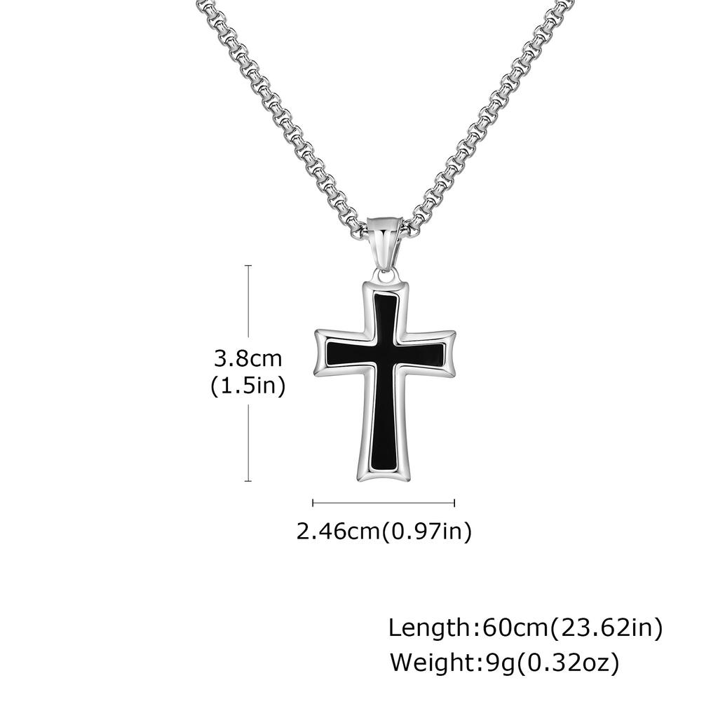 Stainless Steel Cross Necklace for Men,Waterproof Black Glue Pendant Necklace,Trendy Stylish Jewelry Gifts