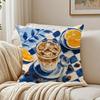 Gouache Painting Picnic Coffee Food Cushion Cover Breathable Cushion Covers Machine Washable Wrinkle-Resistant Soft Durable