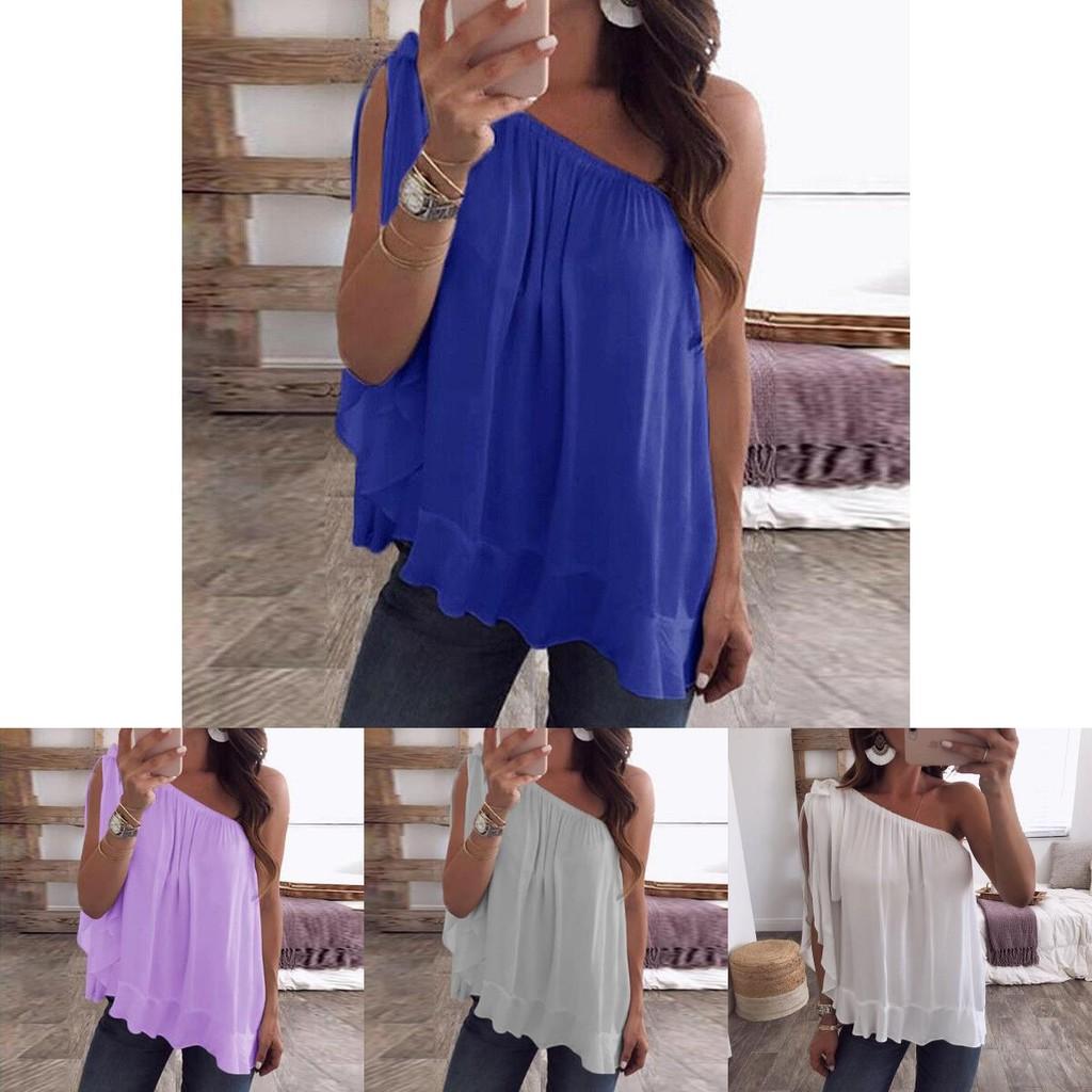 Stylish Womens Casual One Off Shoulder Shirt Blouse In Comfortable Plus Size Design