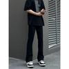 Unisex Black Fleece-Lined Micro-Flared Slimming Jeans - Casual American-Style Straight-Leg Pants