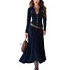 Elegant European & American Women's Suede Long Sleeve Dress 2025