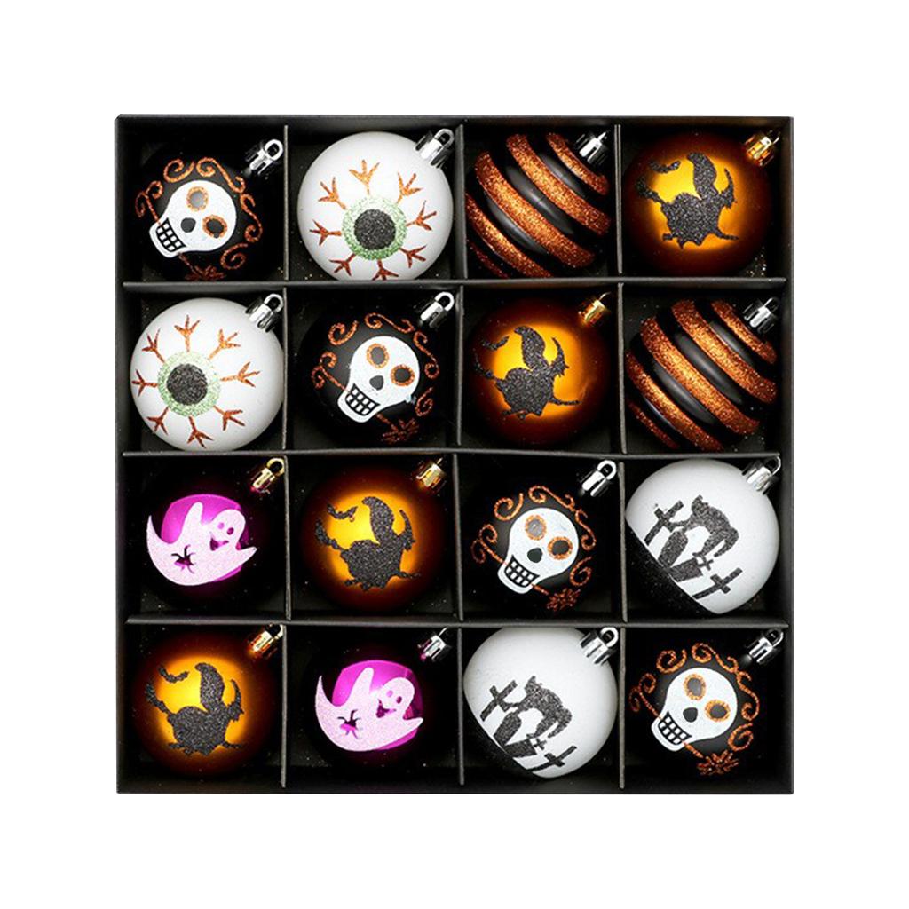 Dark Skeleton Ball Set 6cm Halloween Party Tree Hanging Porch Decoration Painted Plated Ball Hanging,halloween Indoor Decor,halloween Decorations,