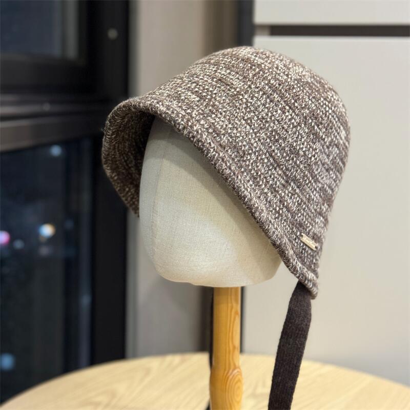 Small Face Wool Blended Fisherman's Hat Children's Autumn and Winter Warm Knitted Basin Hat High-grade Wool Thread Cold Hat