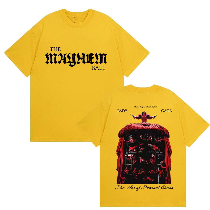 

2026 New Lady Gaga The Mayhem Ball Album Graphic T Shirt Men Women Clothing Hip Hop Short Sleeve Vintage Pure Cotton Tshirts XL