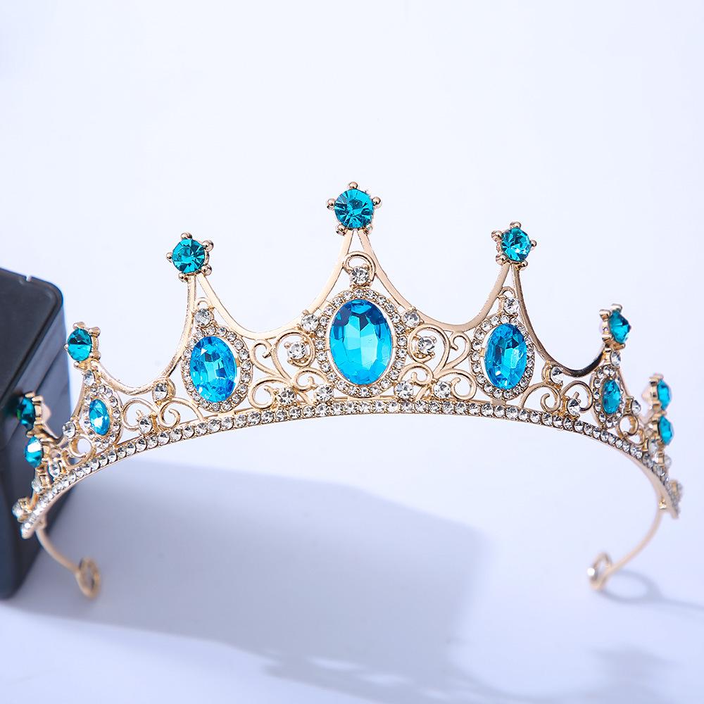 DIEZI Luxury Elegant Purple Rose Red Crystal Crown Hair Accessories Tiara Women Party Rhinestone Bridal Crown New Hair Jewelry