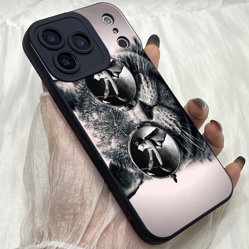 

M317 cute cat with sunglasses art Angel Eyes Soft Phone Cases for iPhone Samsung Galaxy Xiaomi Rdemi Huawei Honor Infinix Realme OPPO Vivo All Model Vivo Y400 PRO 5G чорний