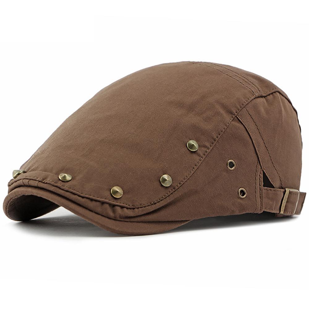 HT3667 Mens Berets Women Retro Rivet Artist Painter Beret Hat Male Female Adjustable Ivy Flat Cap Spring Summer Cotton Beret Cap