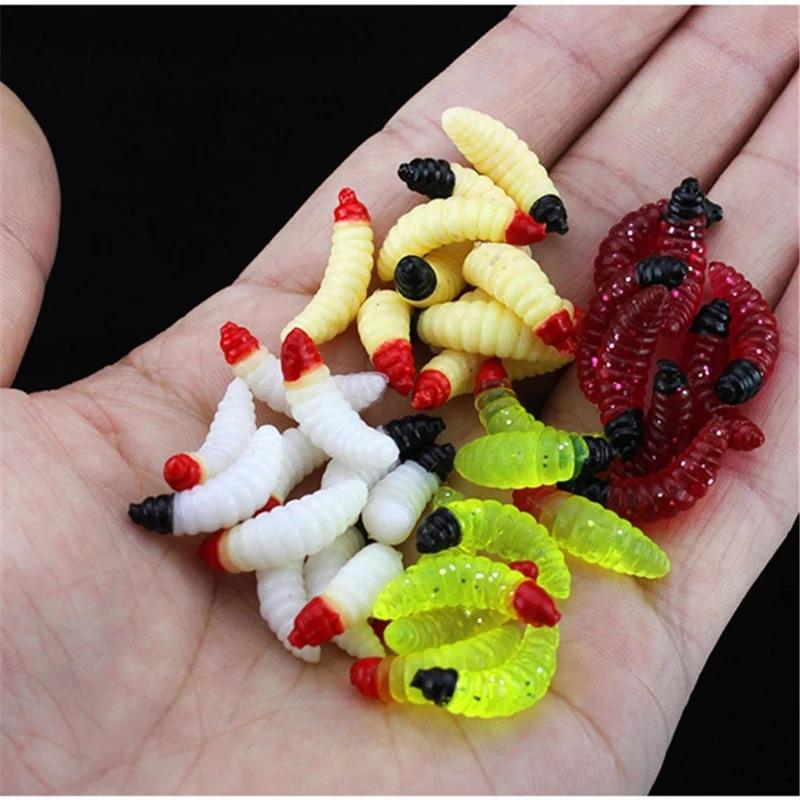 50/Stück Lebensechter Helmint Weichköder Eis Winterangeln Silikon Maden Lockvogel Künstlicher Köder Fischiger Garnelen Zusatzstoff Barsch Karpfen