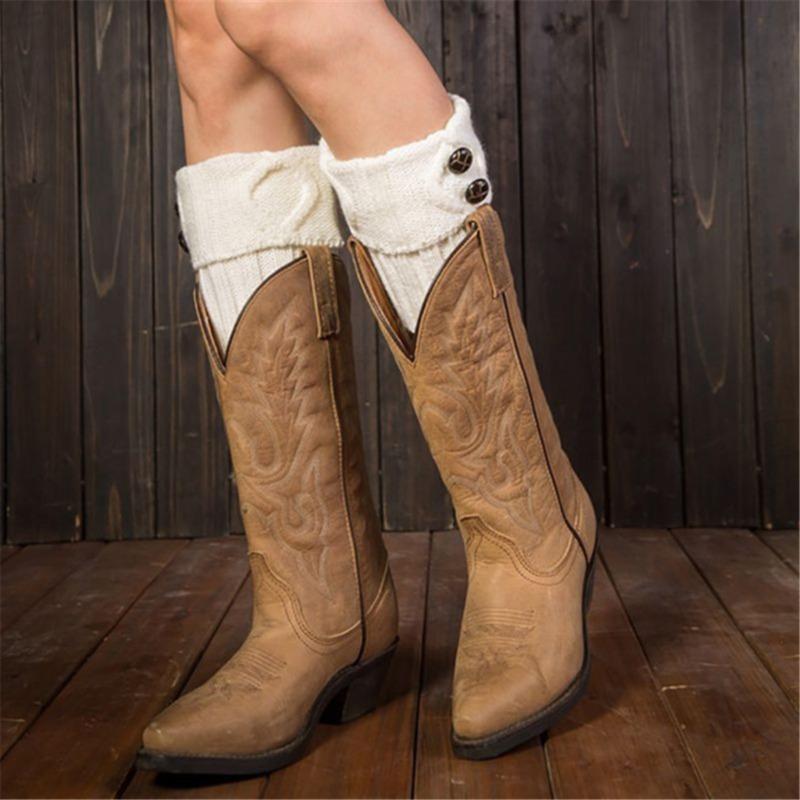 Women Winter Short Leg Warmers for Autumn/Winter Lolita Sweet Girl Short Boot Cuffs Buttons Crochet Lady Boot Knee High Boot