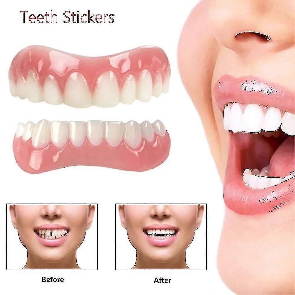 Extra Thin Fake Bright White Tooth Veneers Silicone Soft Safe Adhesive Denture Hide Shade Braces Comfortable Teeth Orthodontic-dwdz