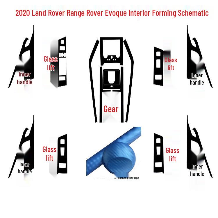 2020 Range Rover Evoque Carbon Fiber Interior Film: Scratch-Resistant Console & Door Gear Sticker