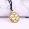 Talisman de Protección Amuleto de Buena Suerte Collar Acero Inoxidable Sello de Riqueza de Salomón Cadena de Cuerda de Cera Ajustable Joyería Regalo