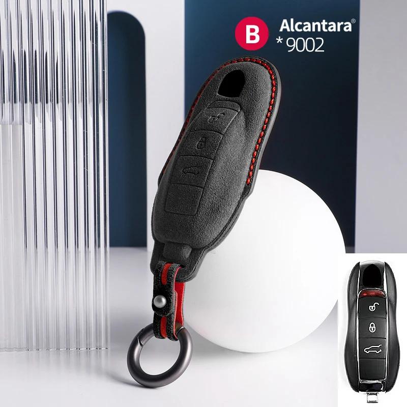 Alcantara Car Key Case Cover For Porsche Panamera Spyder Carrera Macan Cayman Cayenne 911 970 981 991 Accessories