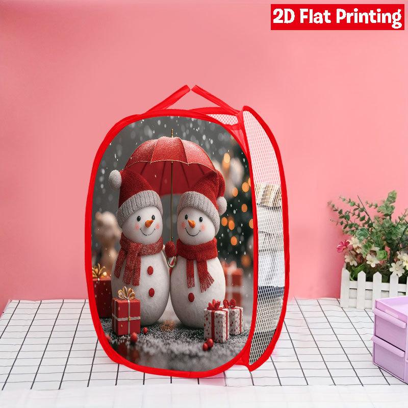 1Pcs Christmas Faceless Gnome Pop-Up Laundry Hamper Expandable Mesh Hamper Basket for Room Bedroom Bathroom Organization Contemporary Storage