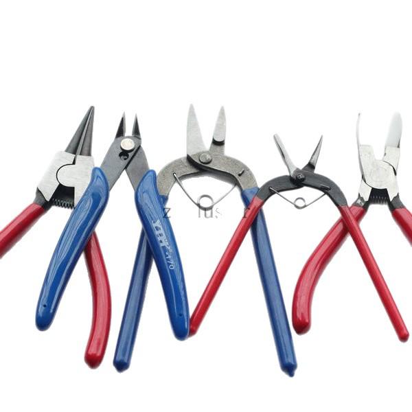 Jewelry Tools: Split Ring, Spreading, and Shaping Pliers with Plastic Handles for DIY Accessories.